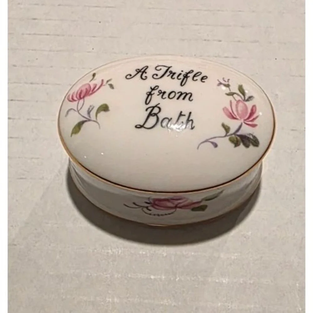 Bone China Porcelain Oval Floral Trinket Box 